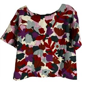 Princess Highway linen blend bright splotchy print top cropped size 6 or medium
